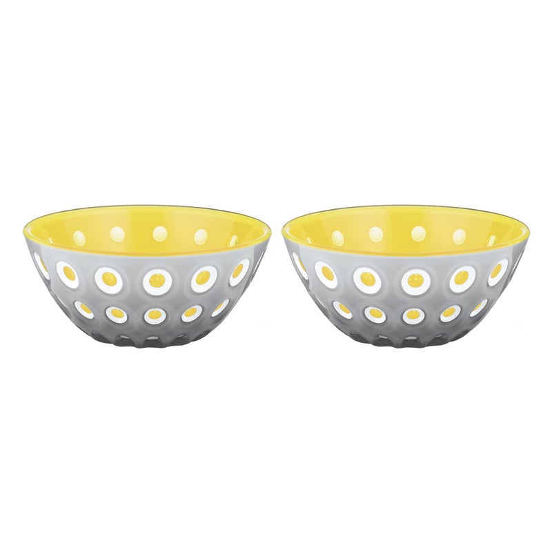 Guzzini Le Murrine 4.7" Bowl (Set of 2) - Grey & Yellow - 3 Color Technology, Chip Resistant & Unbreakable, Reusable, BPA-Free, Cereal, Soup, Fruits - Mixing Bowl for Kitchen Ingredients - Image 1